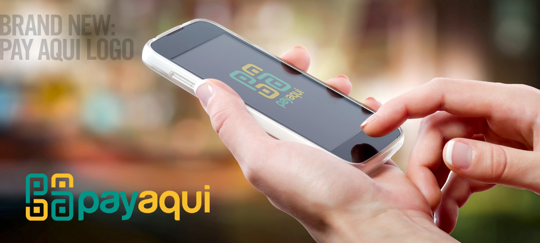image of logo design for smart phone or mobile phone app pay aqui by dallas graphic design studio B12 Group